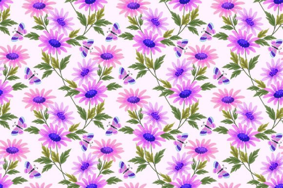 Download Pink Flowers with Green Leaf Pattern. - Flowers Collection