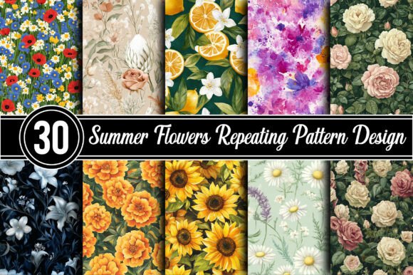Download Summer Flowers Repeating Pattern Design - Flowers Collection