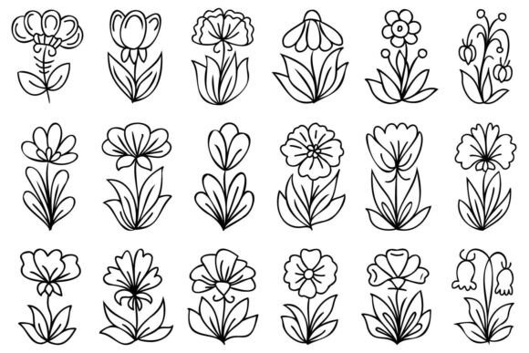 Download Line Art Hand Drawn Flowers - Flowers Collection
