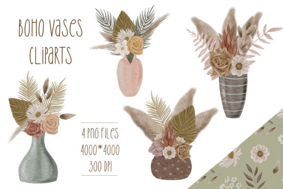 Download Bohemian Watercolor Flowers Vases - Premium Resources