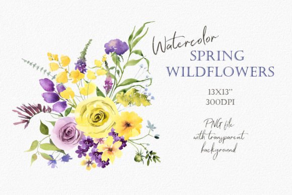 Download Watercolor Lilac Yellow Flowers Bouquet - Flowers Collection