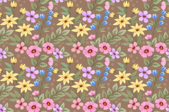 Download Cute Colorful Flowers and Leaf Pattern. - Flowers Collection