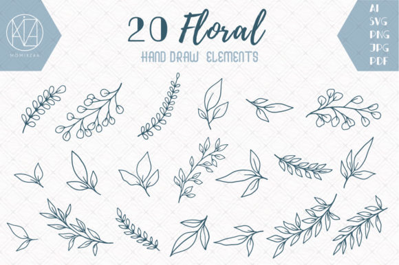 Download 20 Hand Drawn Flowers and Leaves - Flowers Collection