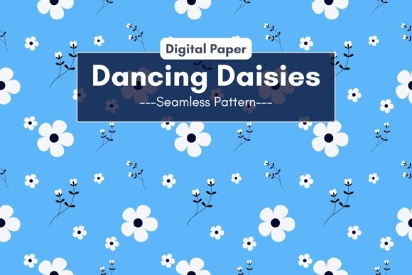 Download Daisy Flowers on Blue Paper Pattern - Flowers Collection