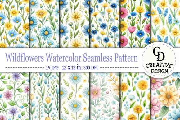 Download Wildflowers Watercolor Seamless Pattern - Flowers Collection