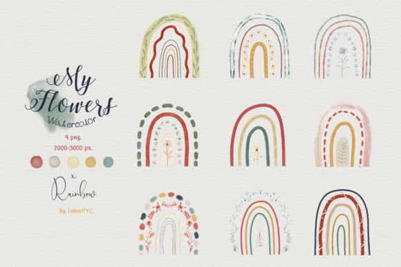 Download My Flowers Watercolor (Retro Rainbow) - Flowers Collection