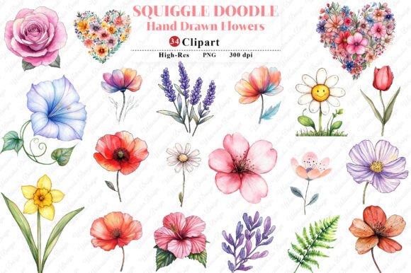 Download Squiggle Doodle Hand Drawn Flowers PNG - Flowers Collection