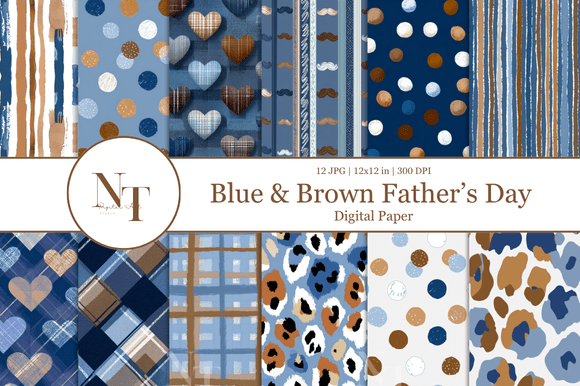 Download Blue &amp; Brown Father’s Day Digital Paper - Father Collection