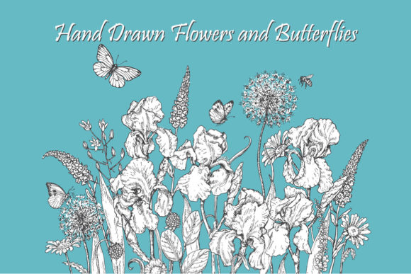 Download Hand Drawn Flowers and Butterflies. - Flowers Collection