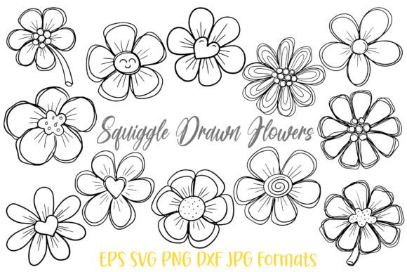 Download Squiggle Doodle Hand Drawn Flowers SVG - Flowers Collection