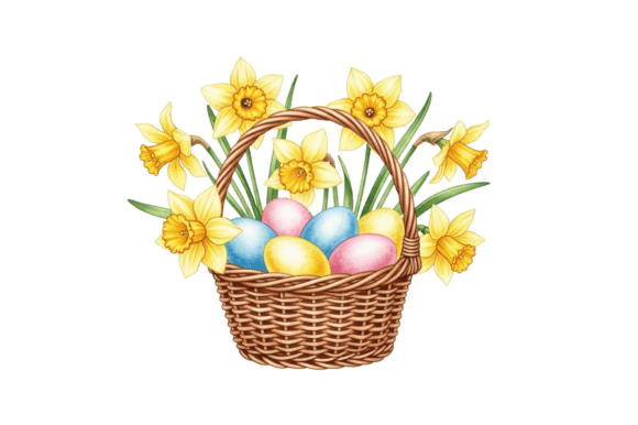 Download Easter Basket, Eggs, Yellow Daffodil - Premium Bundle