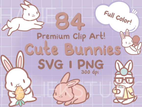 Download Cute Bunnies Color Clip Art PNGs SVGs - Cute bunnies Collection