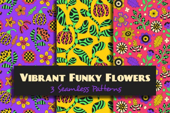 Download Vibrant Funky Flowers Seamless Patterns - Flowers Collection